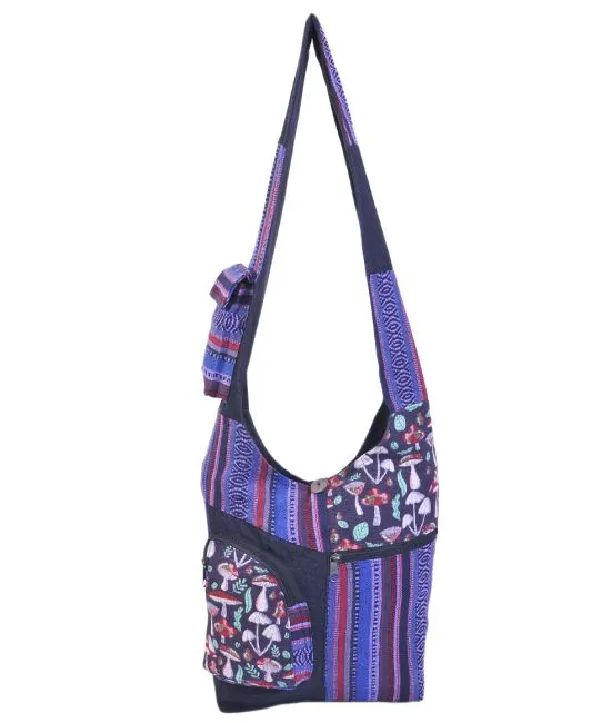 Mushroom Print Cotton Hippie Hobo Bag