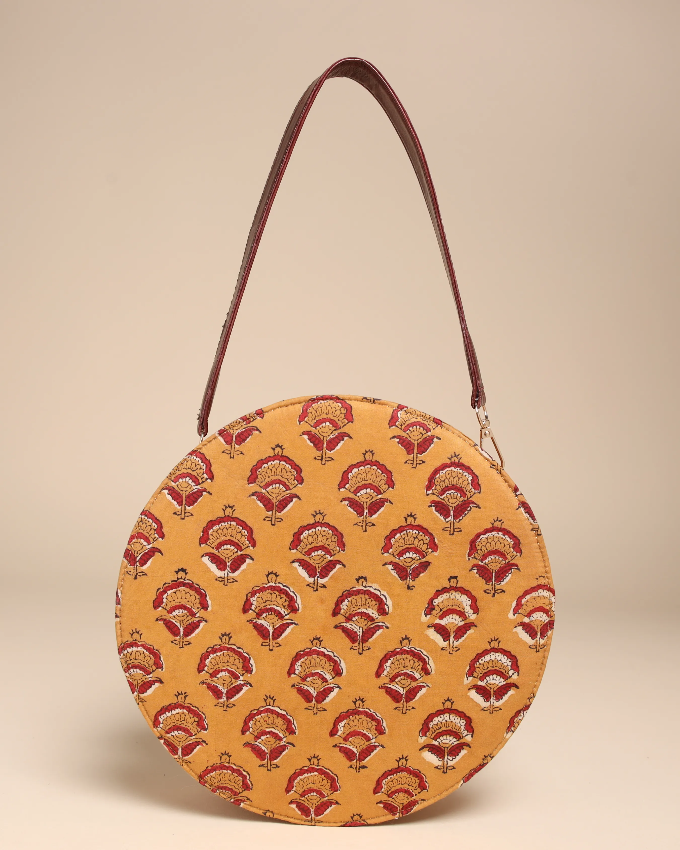 Mustard Yellow Cotton Blockprinted Sling Bag