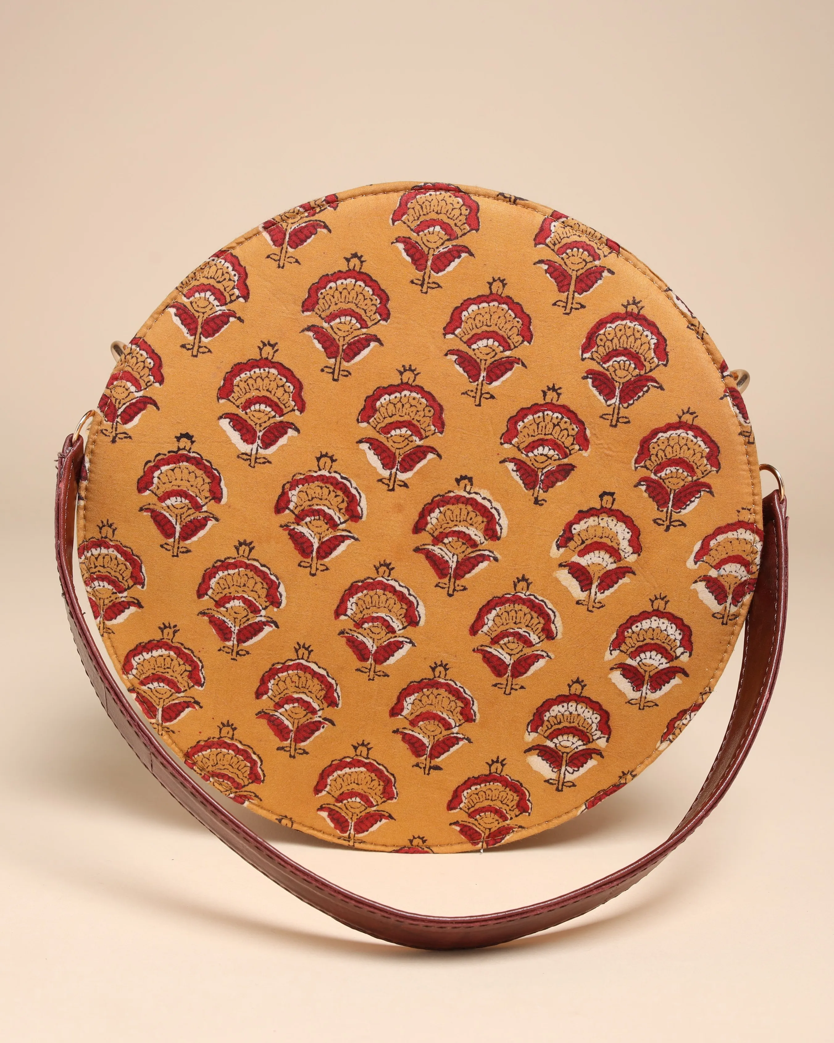 Mustard Yellow Cotton Blockprinted Sling Bag