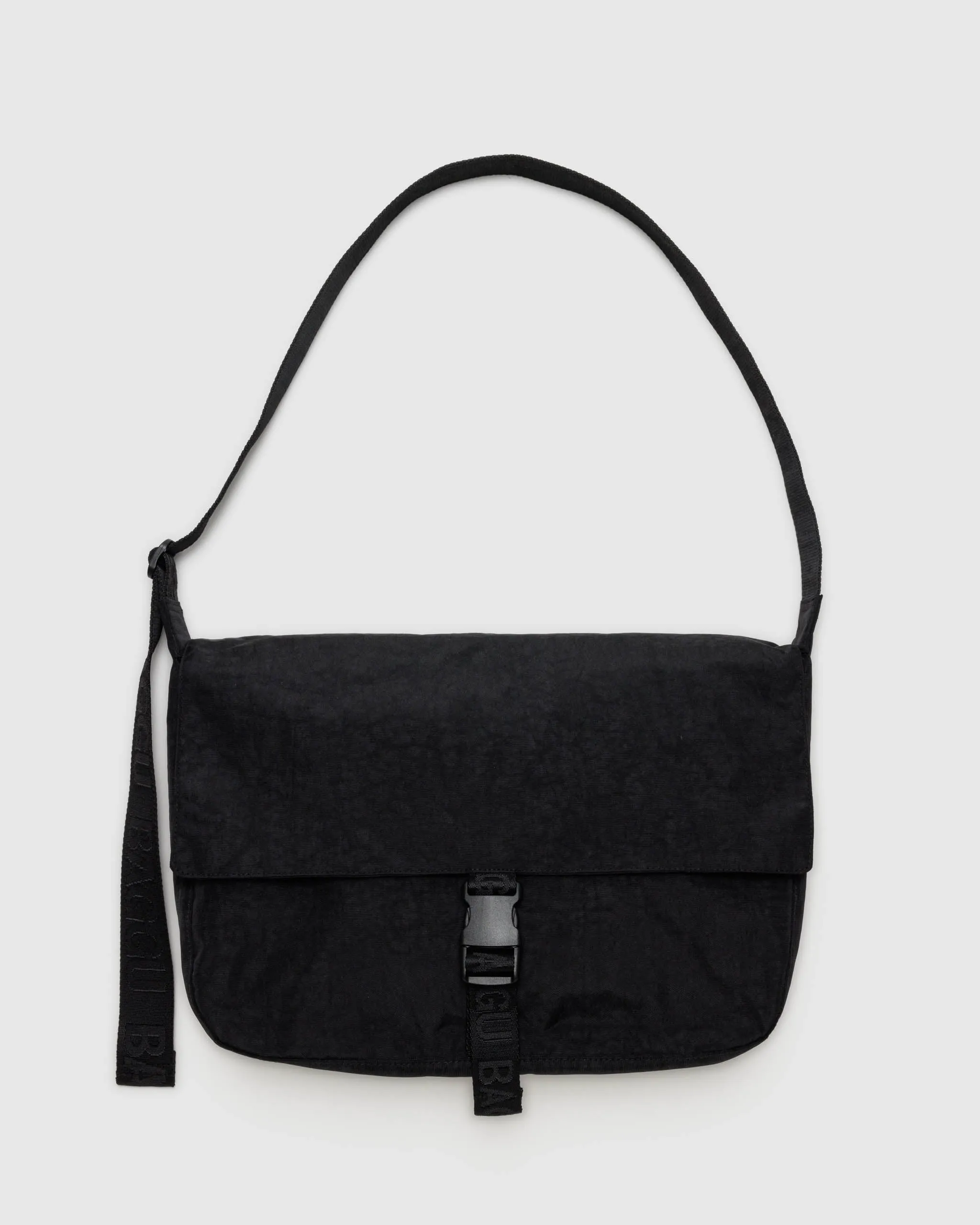 Nylon Messenger Bag in Black