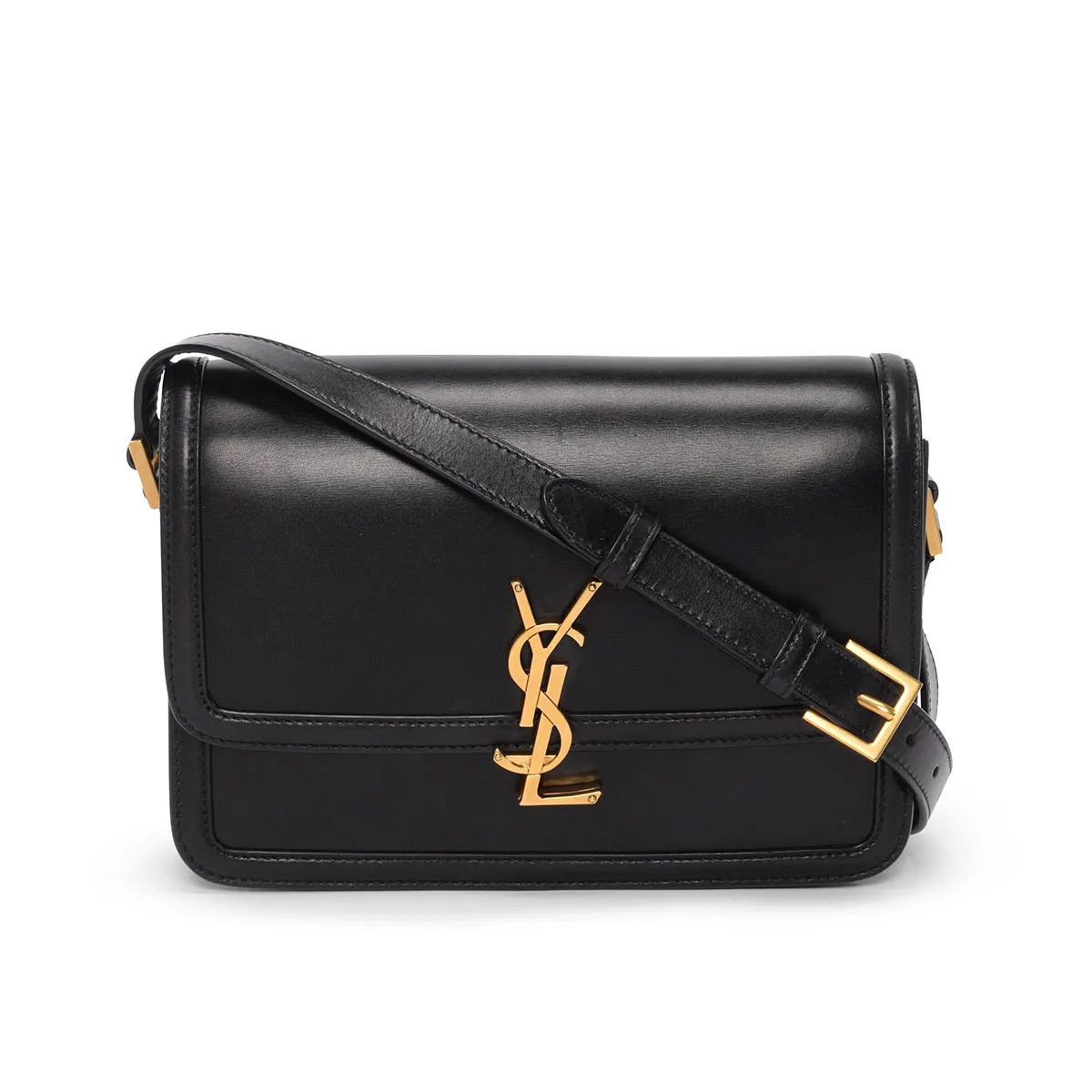 Saint Laurent Black Box Calf Medium Solferino Satchel Bag