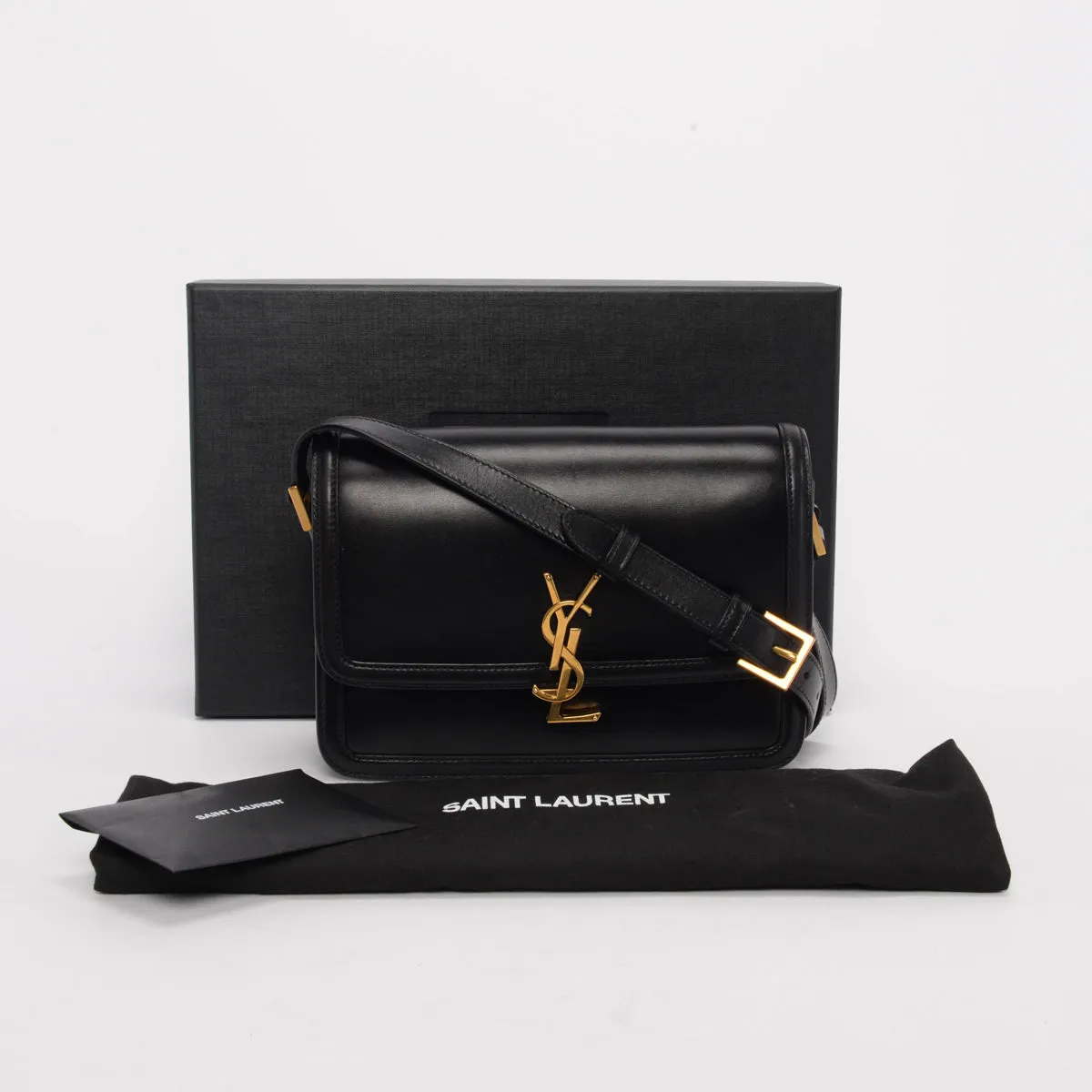 Saint Laurent Black Box Calf Medium Solferino Satchel Bag