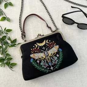 Skull Moth Crossbody Bag - Black