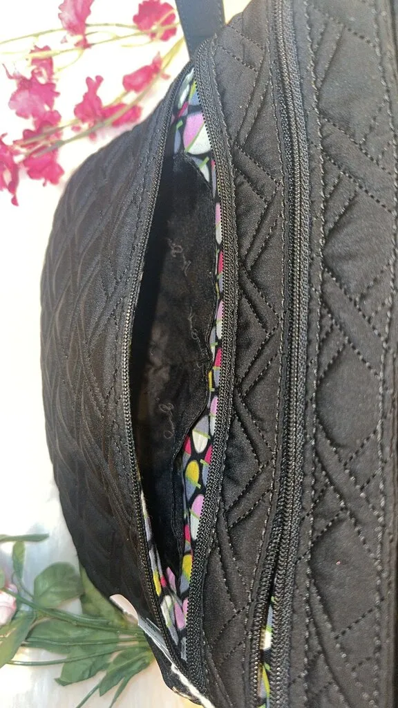 Vera Bradley Black Quilted Messenger Bag