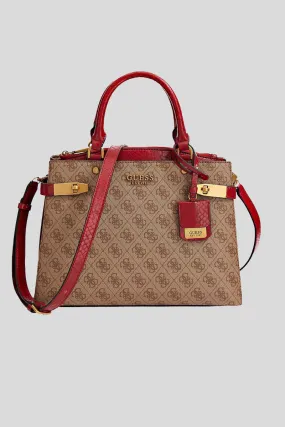 Zadie Logo Girlfriend Satchel - Latte Logo Red